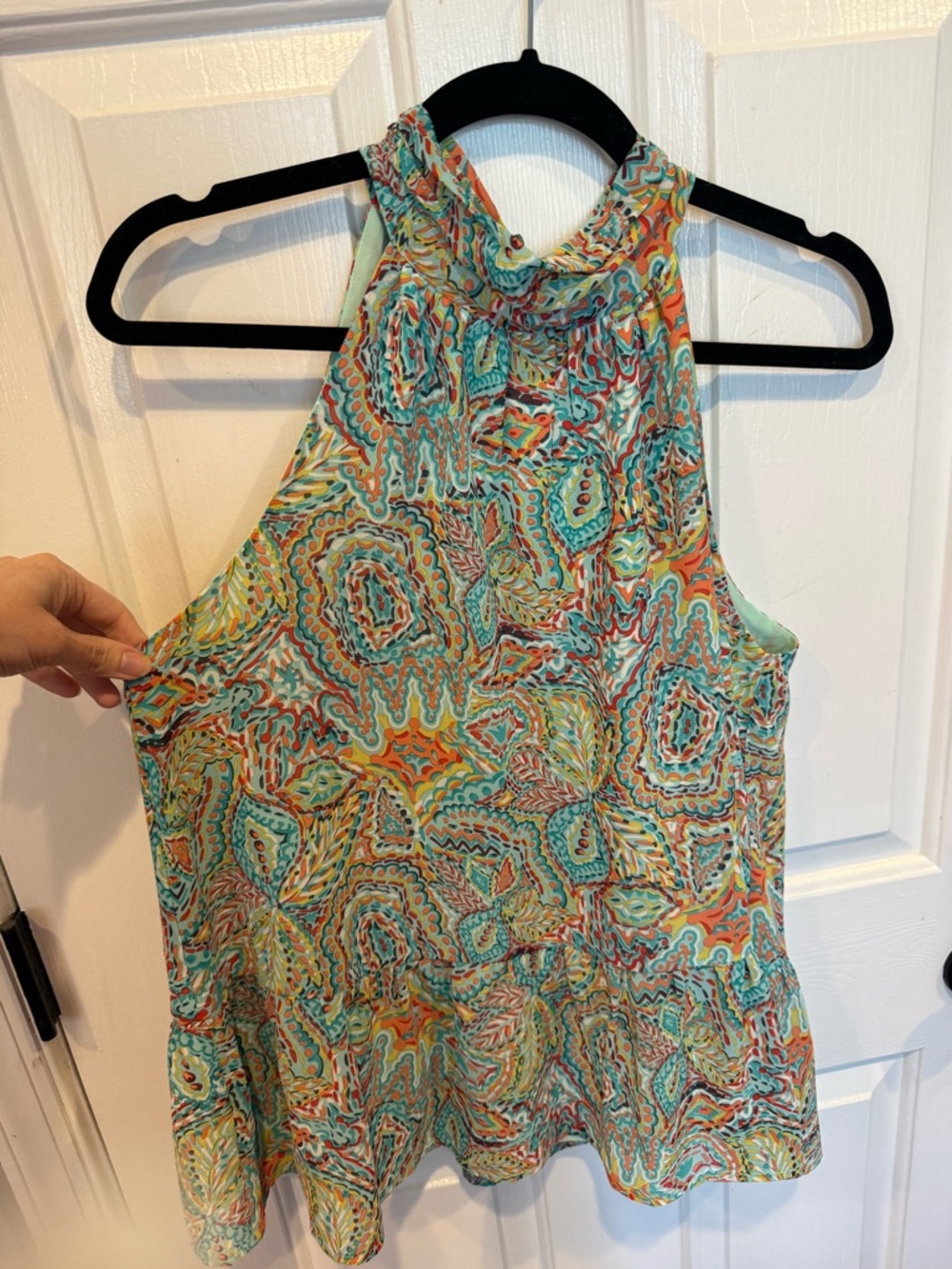 JADE Tank Top in Teal Paisley - XL